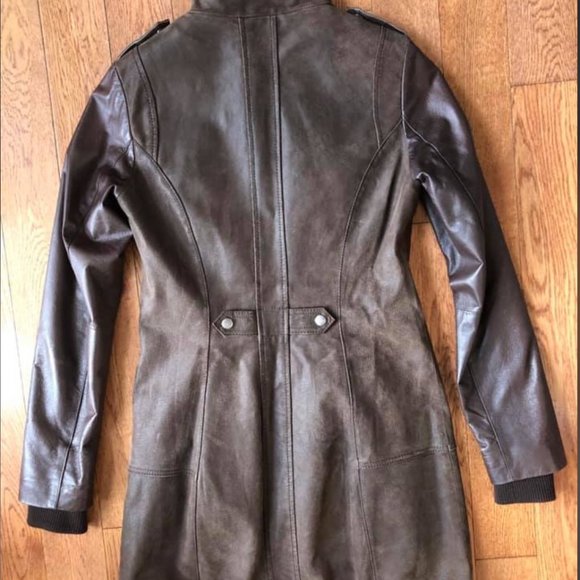 Long insulated Leather Jacket - Picture 2 of 4